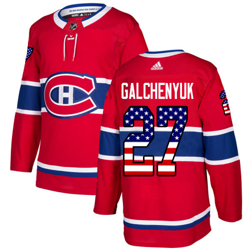 Adidas Canadiens #27 Alex Galchenyuk Red Home Authentic USA Flag Stitched NHL Jersey